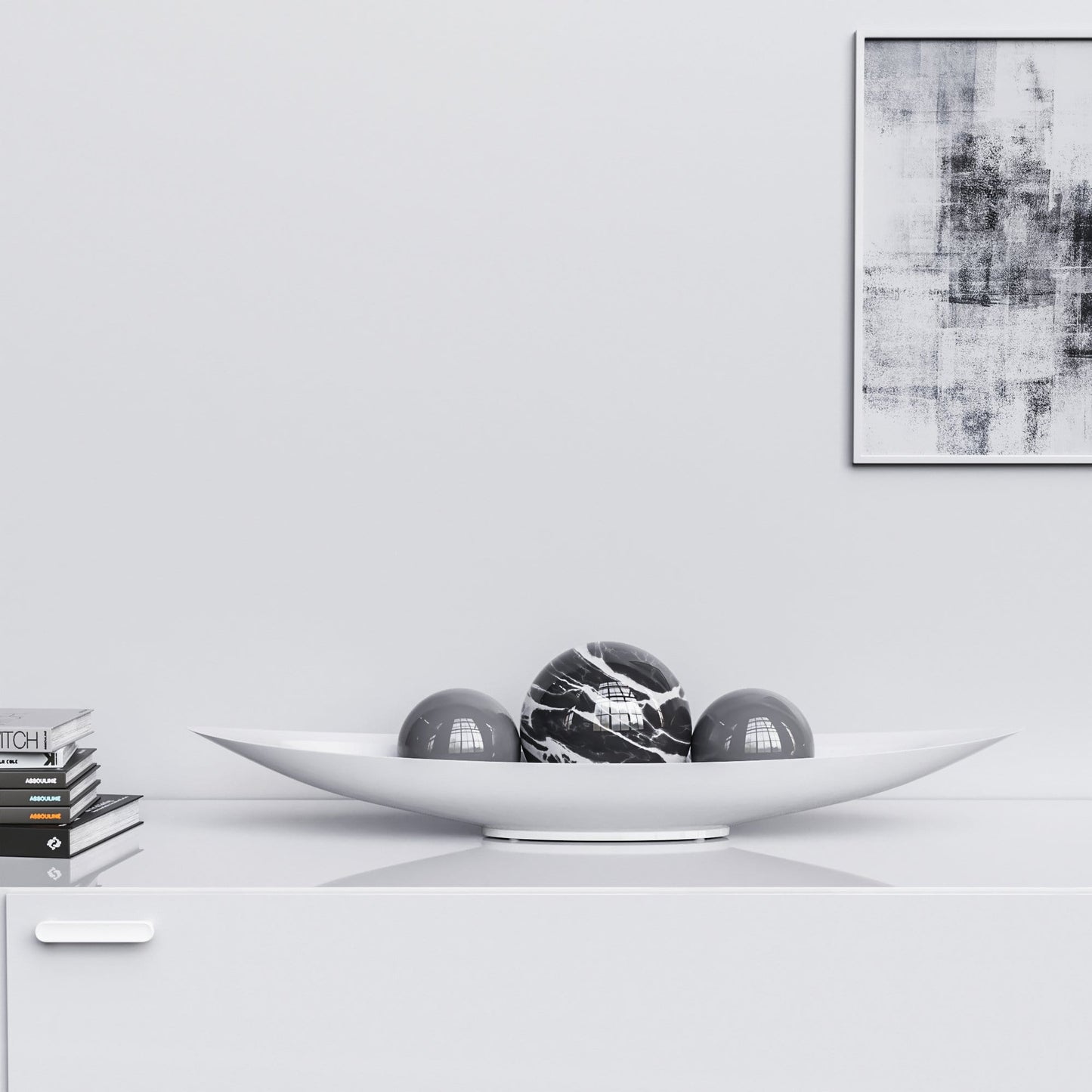 Ceramic Canoe & Three Balls Set - Color Marbles - Synchrony Art INC
