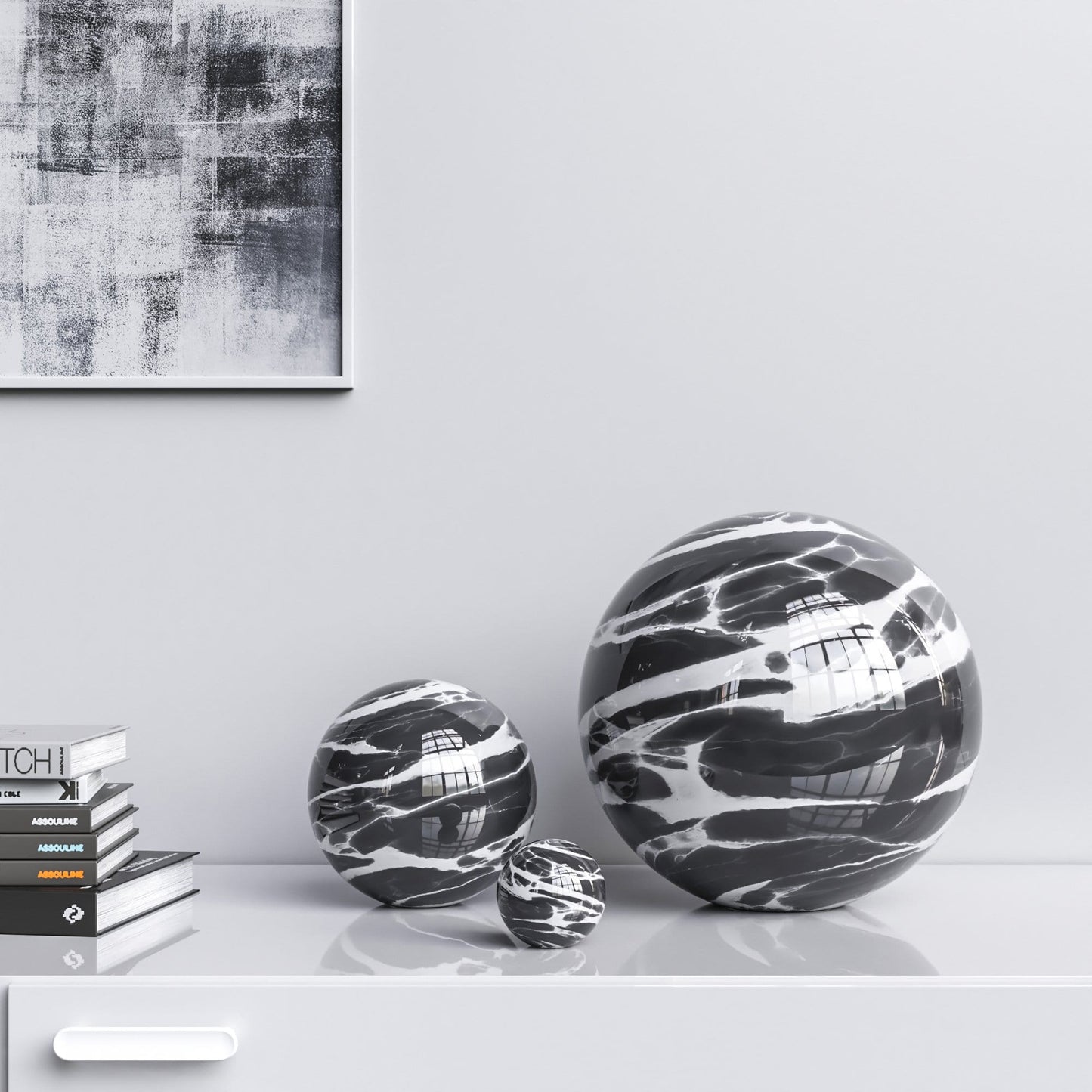 Ceramic Spheres - Three Pieces Set - Color Marbles - Synchrony Art INC