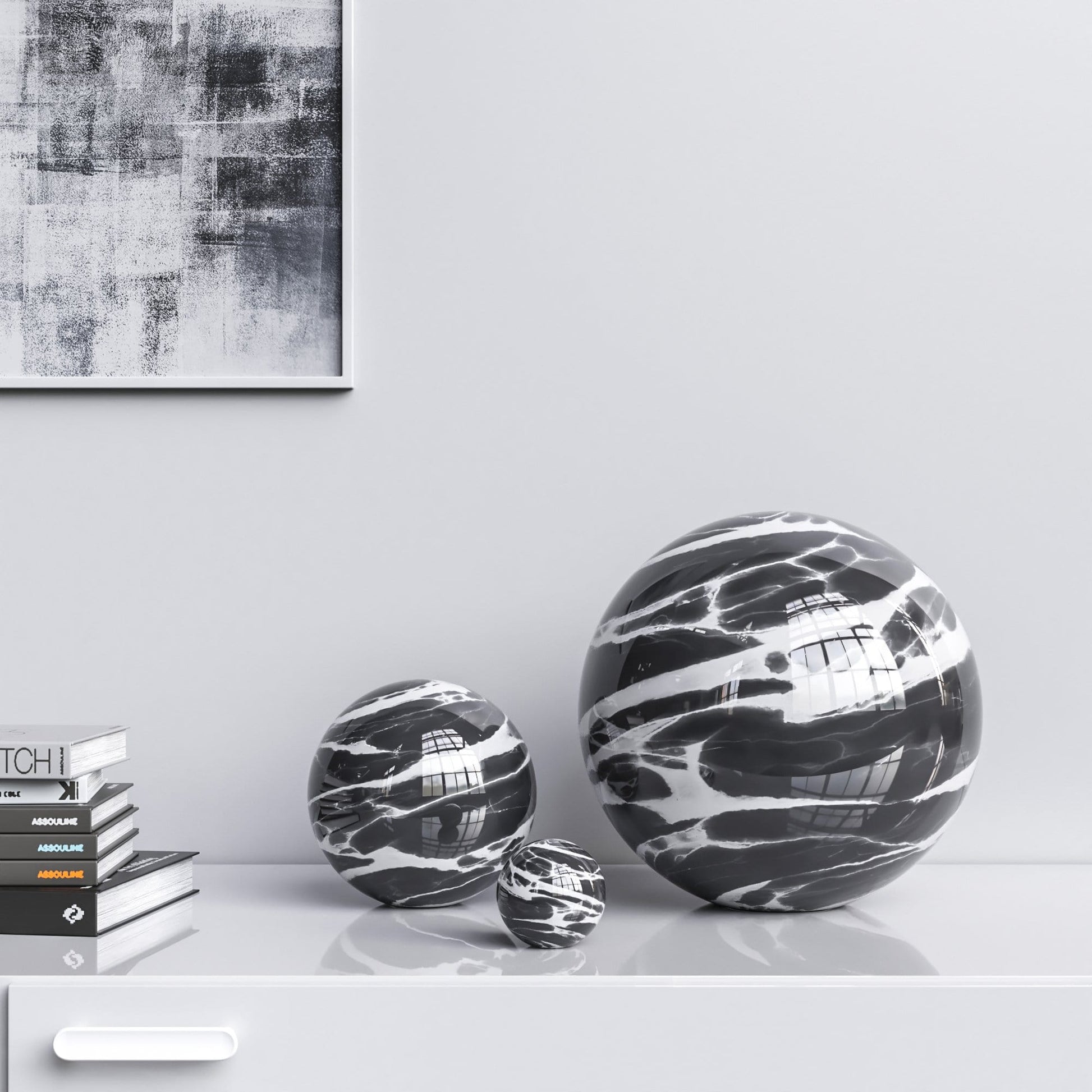 Ceramic Spheres - Three Pieces Set - Color Marbles - Synchrony Art INC