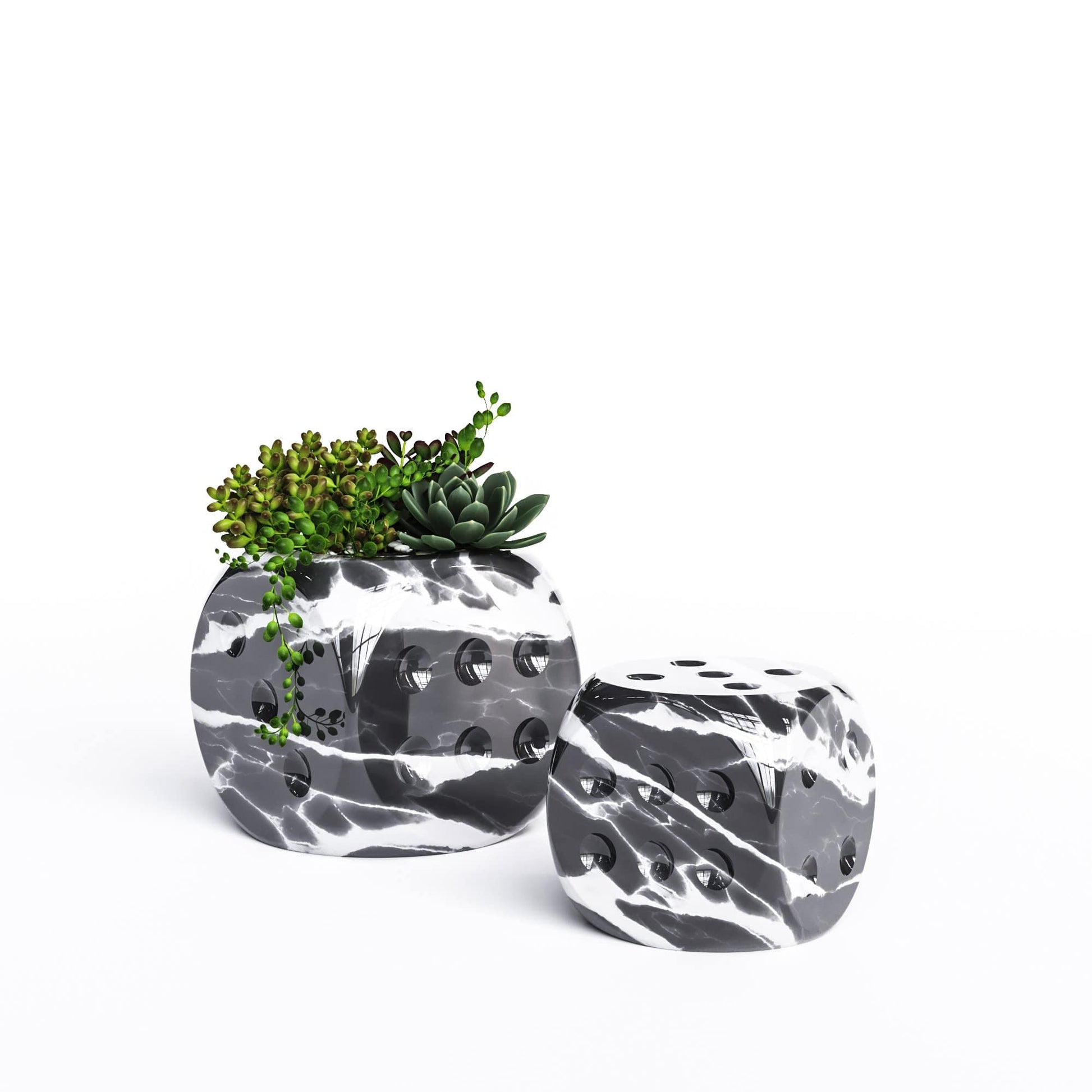 Ceramic Dice & Plants Set - Color Marbles - Synchrony Art INC