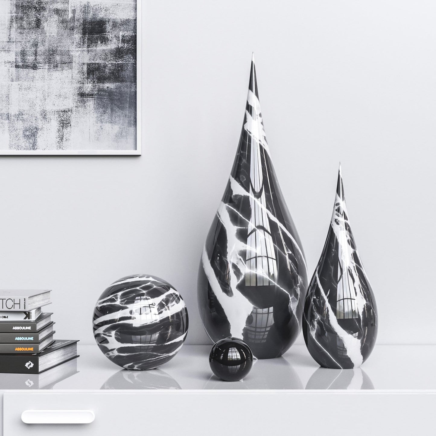 Ceramic Drop & Sphere Set -Color Marbles - Synchrony Art INC