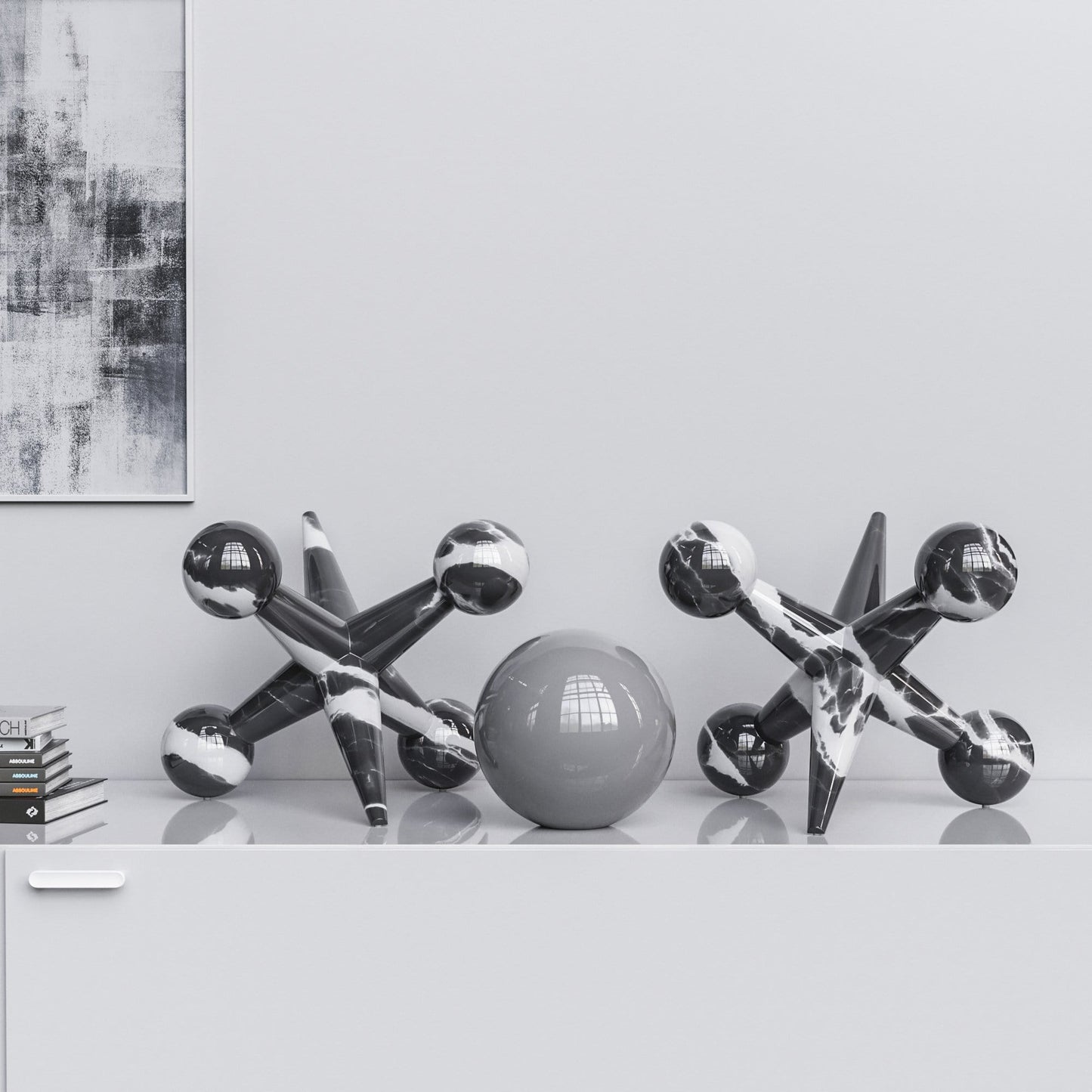 Ceramic 18"Jacks & 10" Ball  Set - Color Marbles - Synchrony Art INC