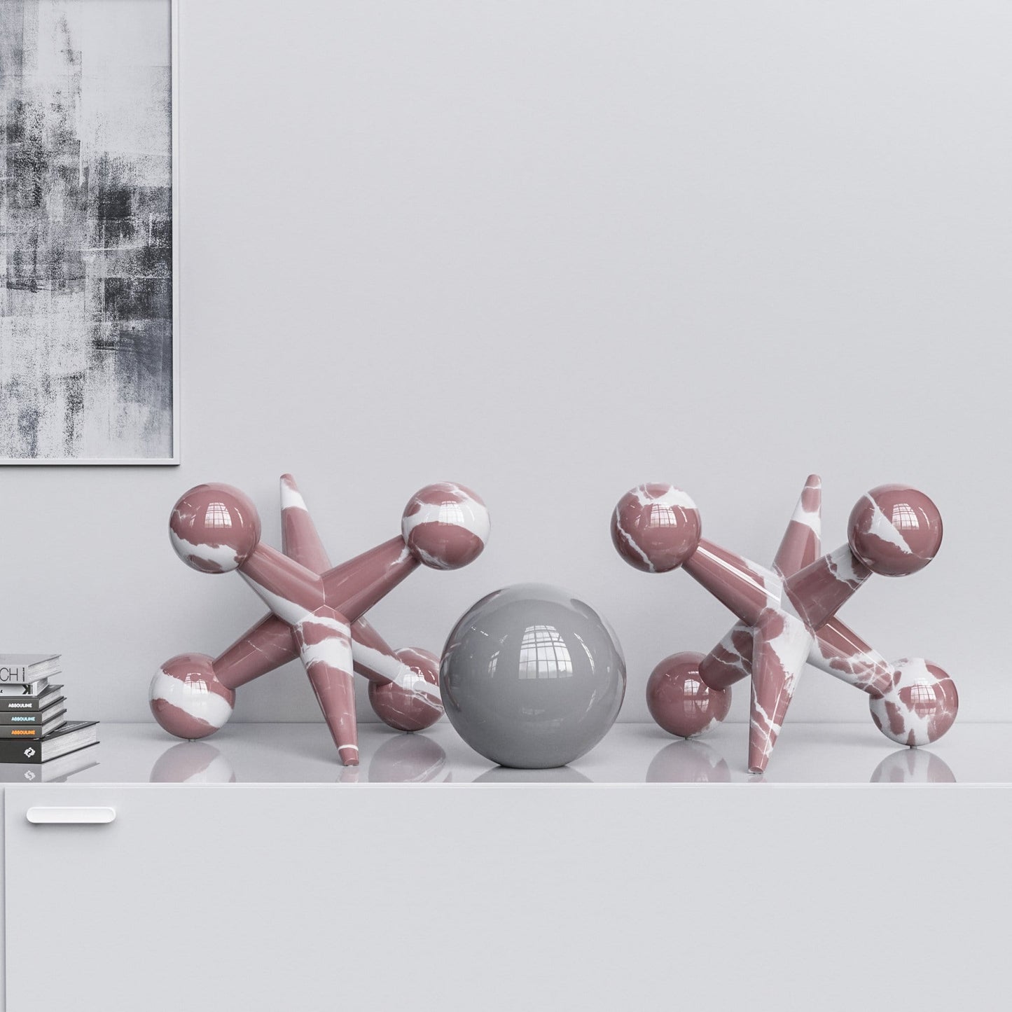 Ceramic 18"Jacks & 10" Ball  Set - Color Marbles - Synchrony Art INC