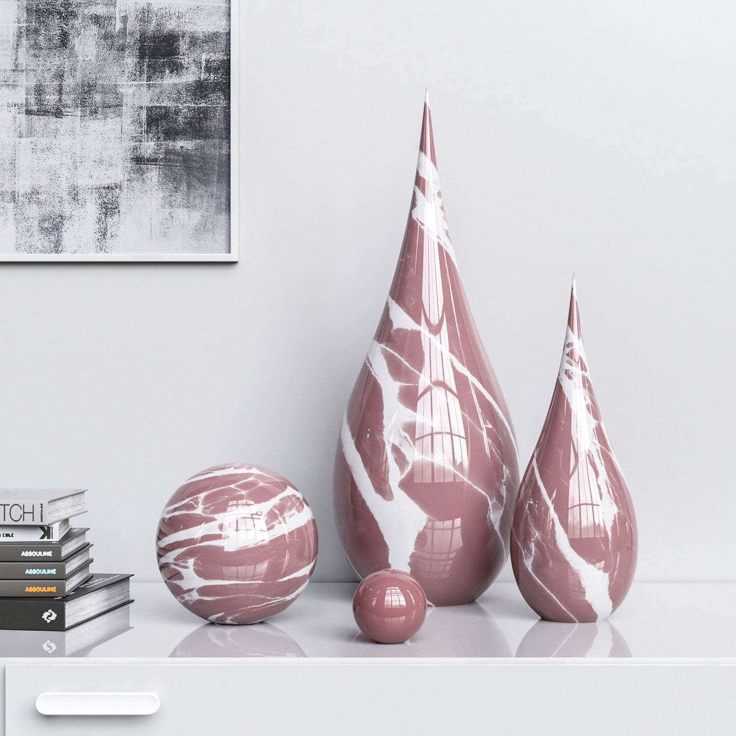 Ceramic Drop & Sphere Set -Color Marbles - Synchrony Art INC
