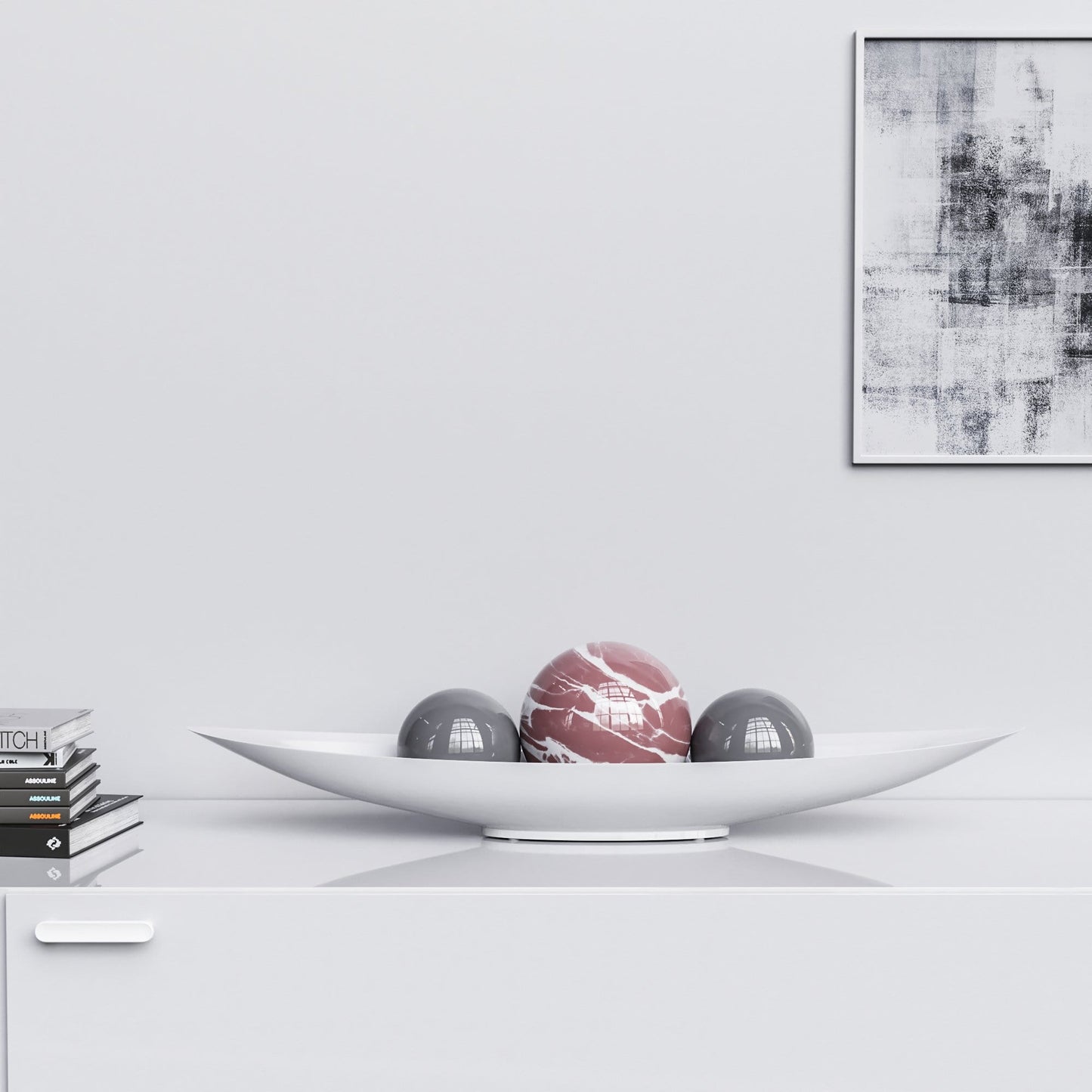 Ceramic Canoe & Three Balls Set - Color Marbles - Synchrony Art INC