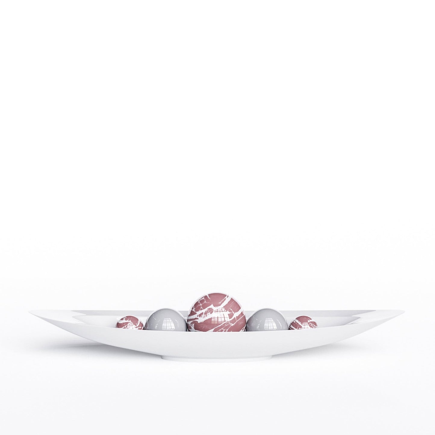 Ceramic Canoe & Five Balls Set - Color Marbles - Synchrony Art INC