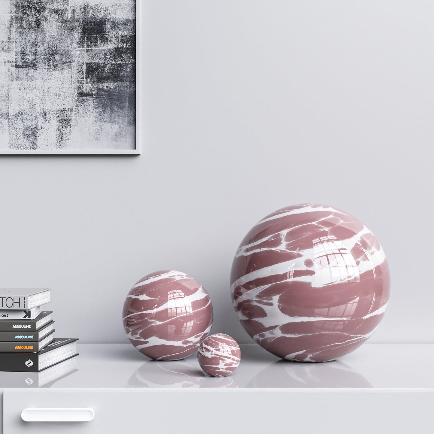 Ceramic Spheres - Three Pieces Set - Color Marbles - Synchrony Art INC