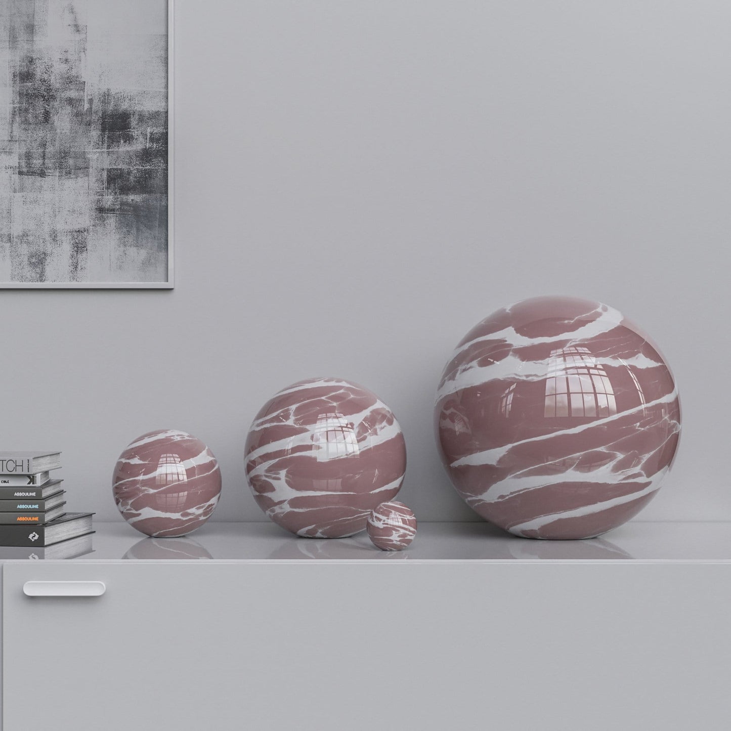 Ceramic Sphere Four Pieces Set - Color Marbles - Synchrony Art INC