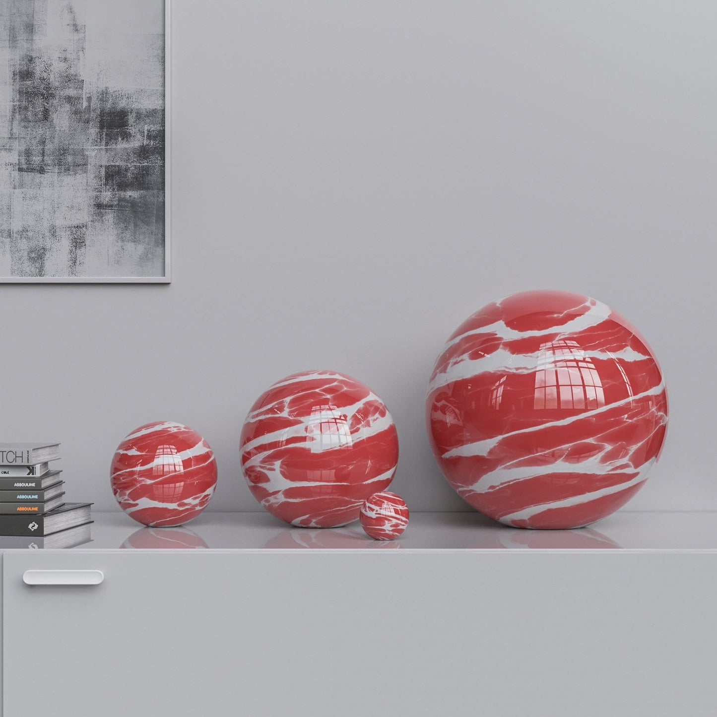 Ceramic Sphere Four Pieces Set - Color Marbles - Synchrony Art INC