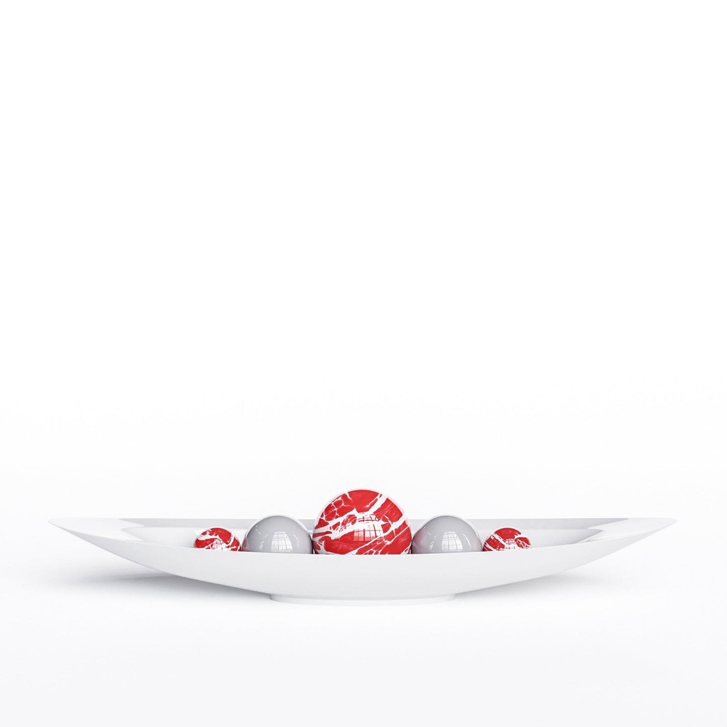 Ceramic Canoe & Five Balls Set - Color Marbles - Synchrony Art INC