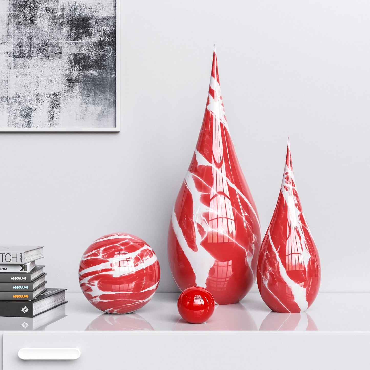 Ceramic Drop & Sphere Set -Color Marbles - Synchrony Art INC