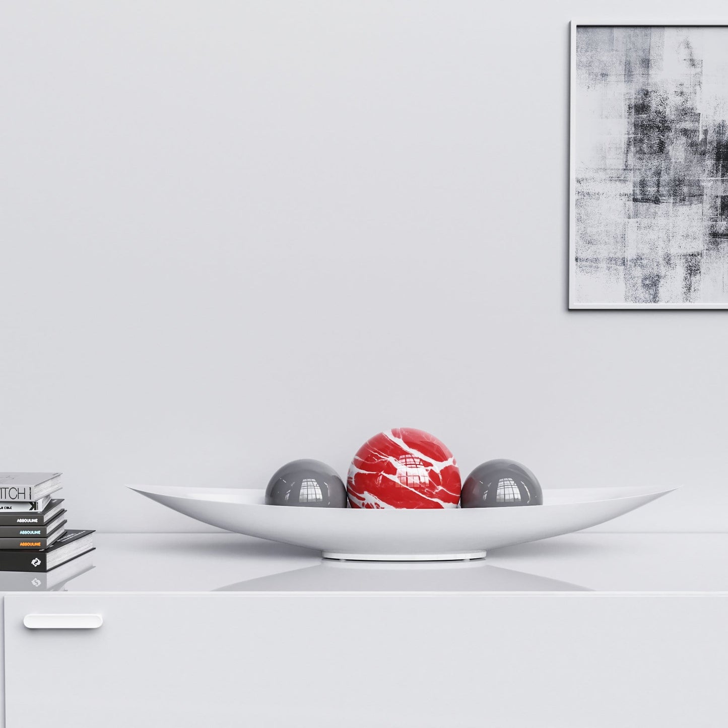 Ceramic Canoe & Three Balls Set - Color Marbles - Synchrony Art INC