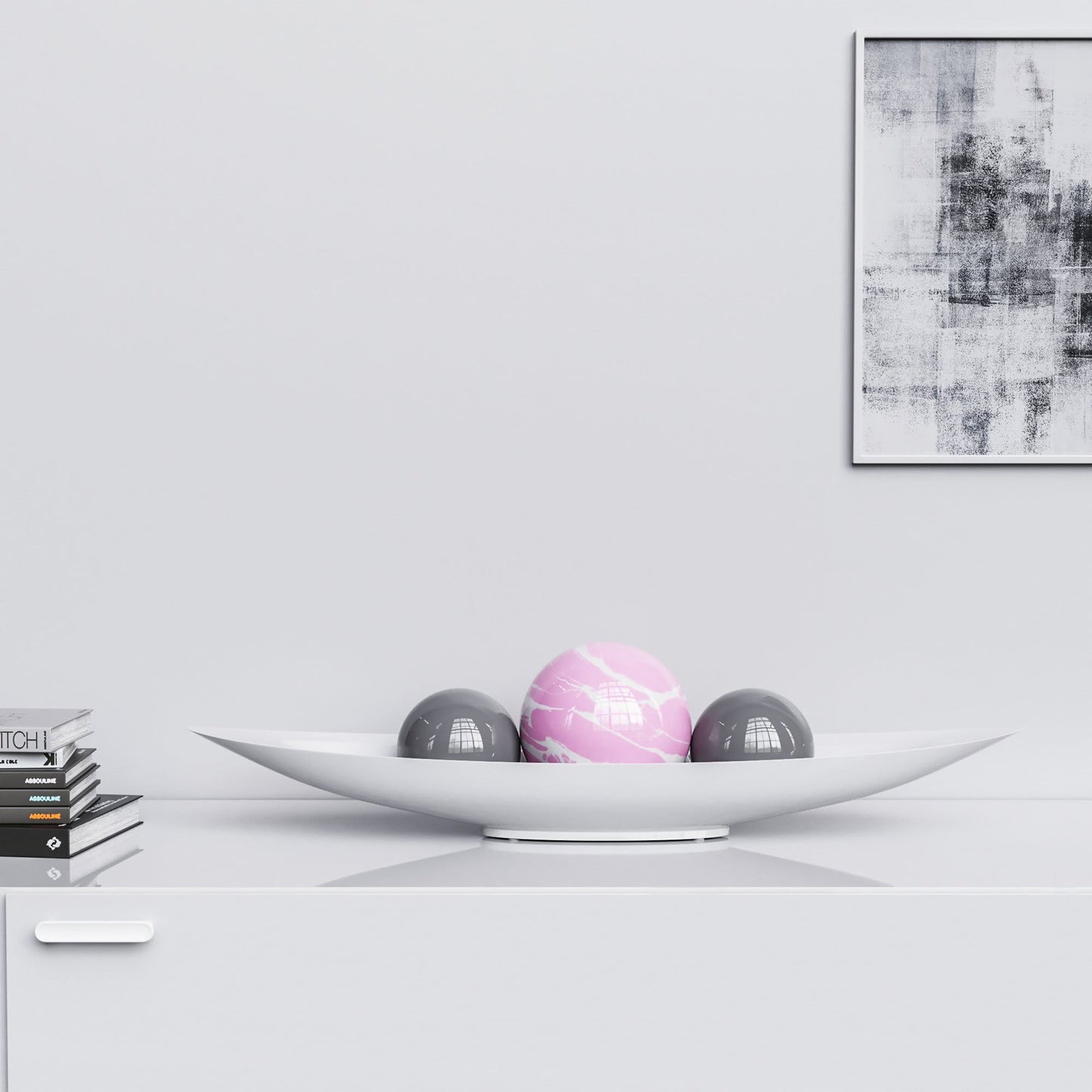 Ceramic Canoe & Three Balls Set - Color Marbles - Synchrony Art INC