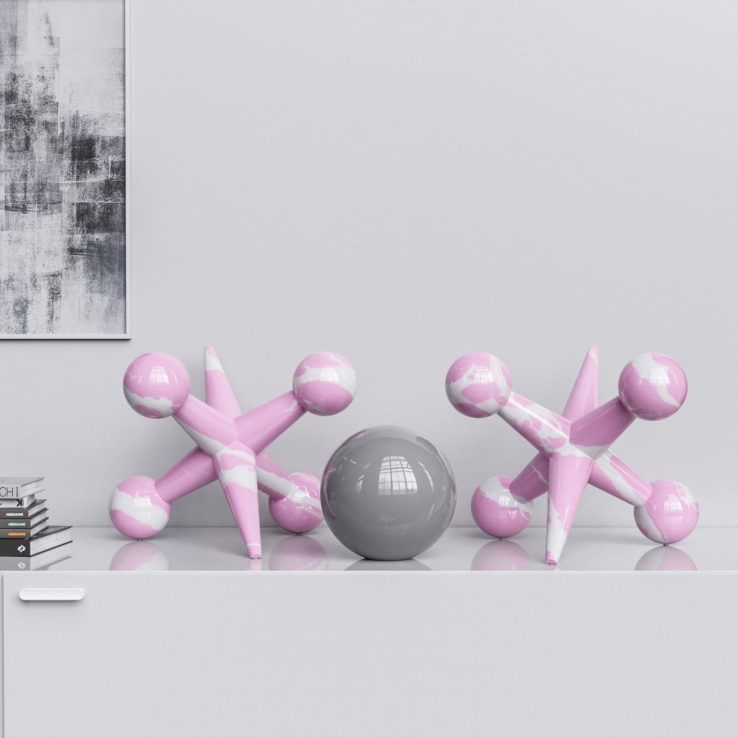 Ceramic 18"Jacks & 10" Ball  Set - Color Marbles - Synchrony Art INC