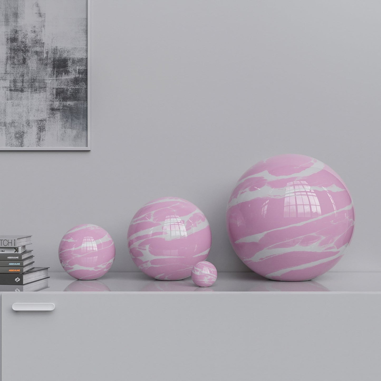 Ceramic Sphere Four Pieces Set - Color Marbles - Synchrony Art INC