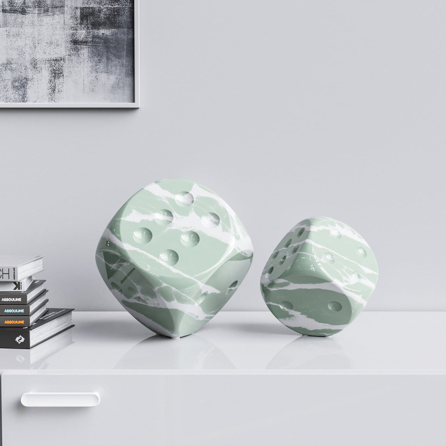 Ceramic Vertical Dice Set - Color Marbles - Synchrony Art INC