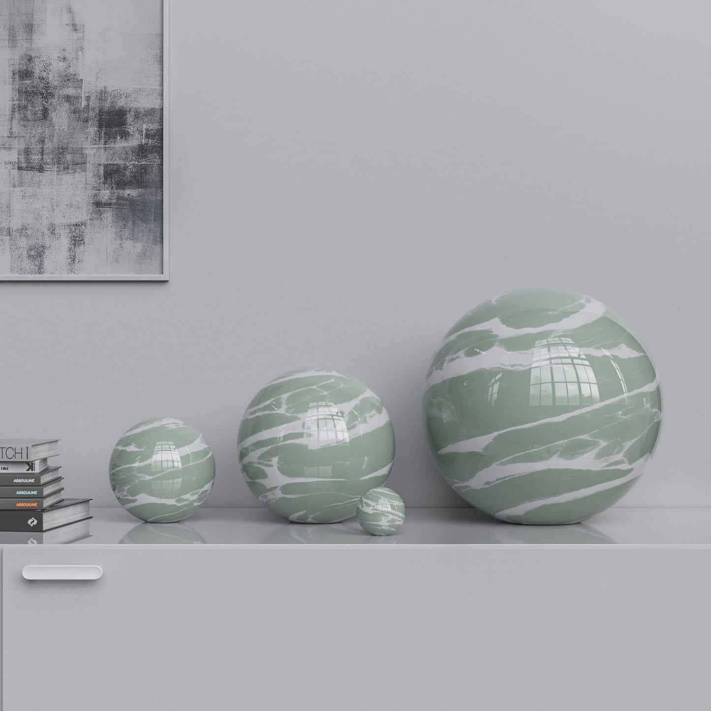 Ceramic Sphere Four Pieces Set - Color Marbles - Synchrony Art INC