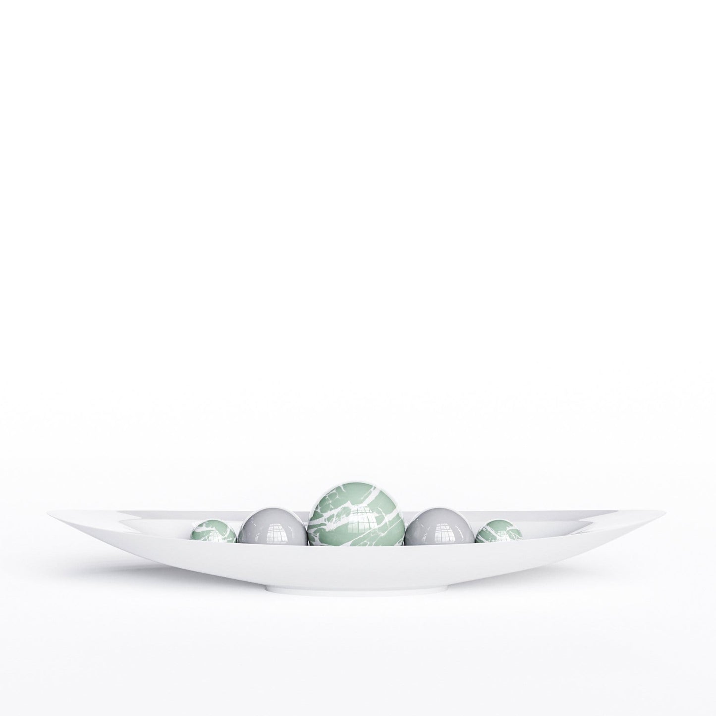 Ceramic Canoe & Five Balls Set - Color Marbles - Synchrony Art INC