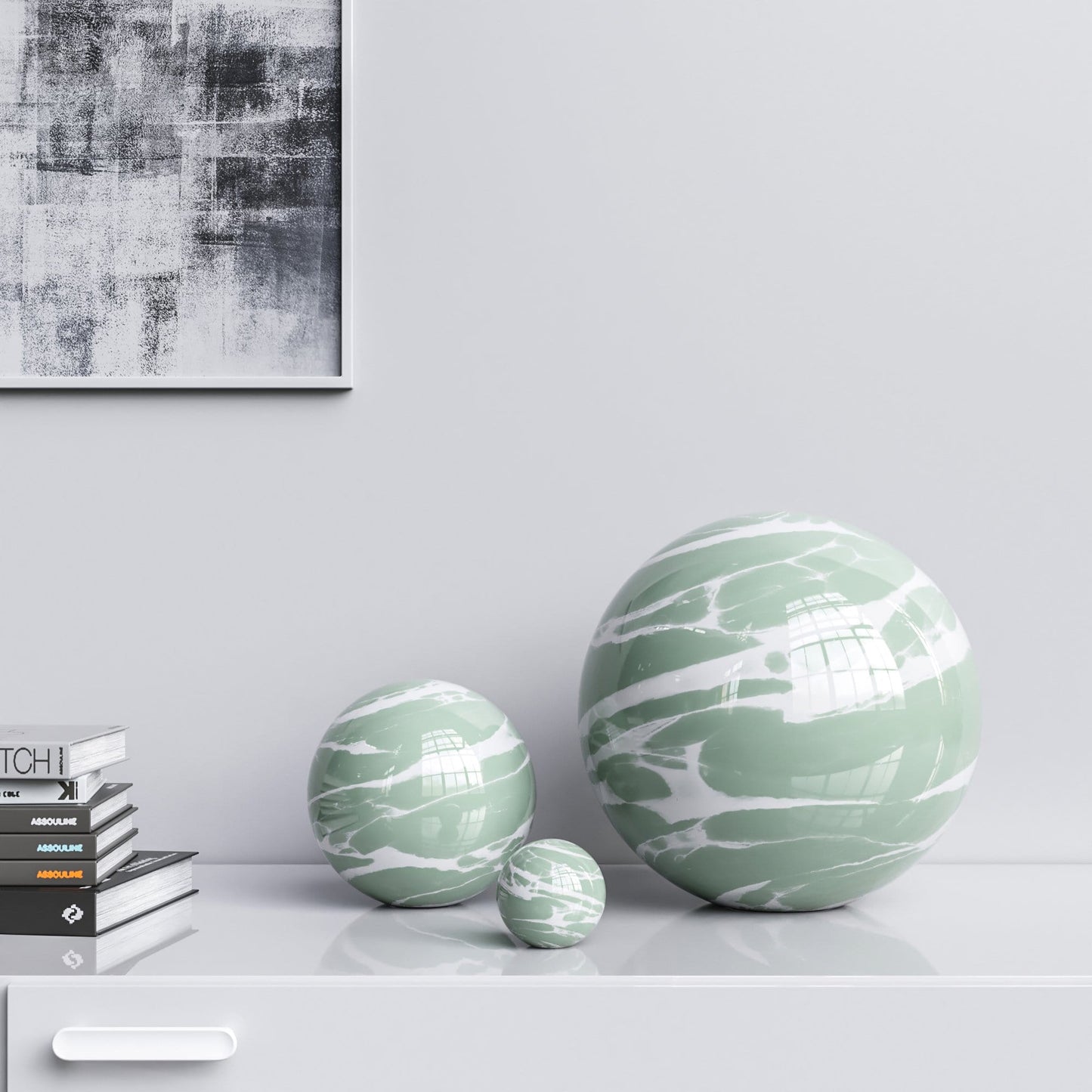 Ceramic Spheres - Three Pieces Set - Color Marbles - Synchrony Art INC