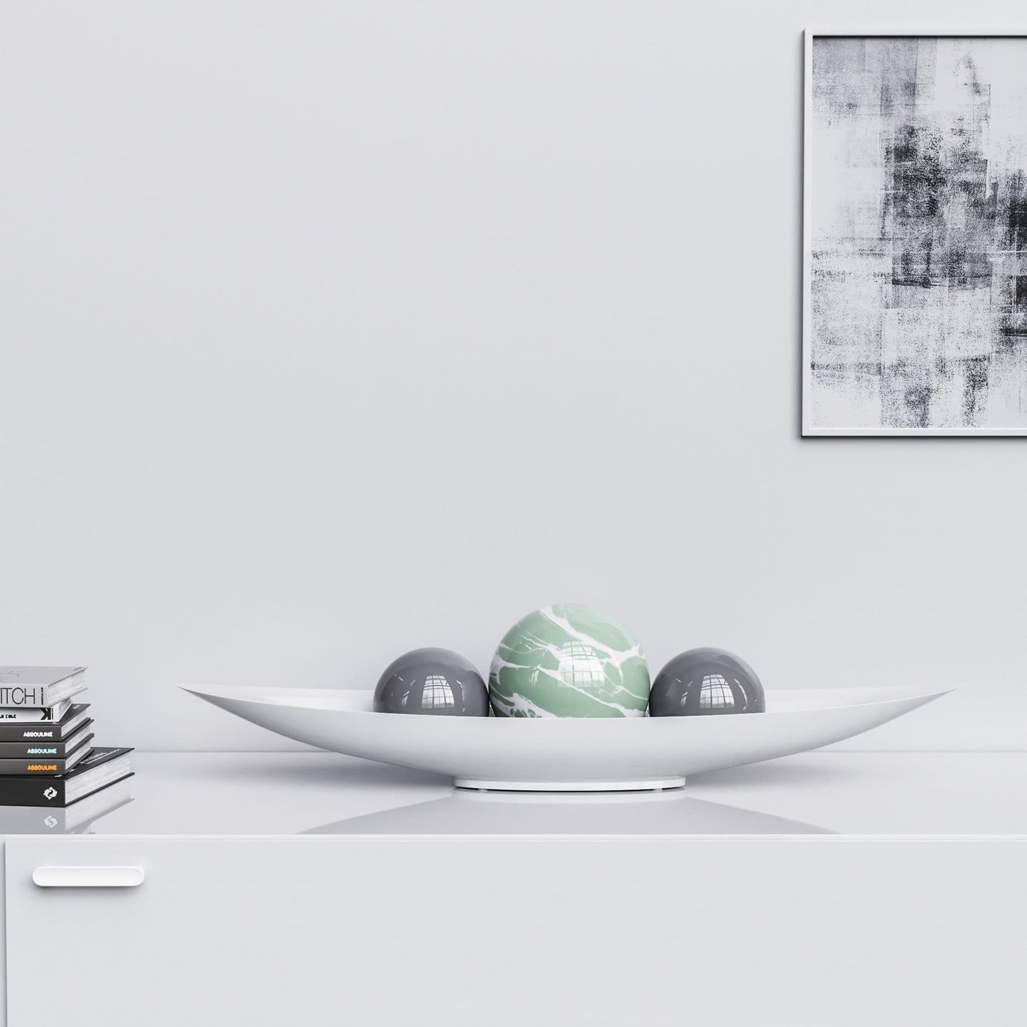 Ceramic Canoe & Three Balls Set - Color Marbles - Synchrony Art INC