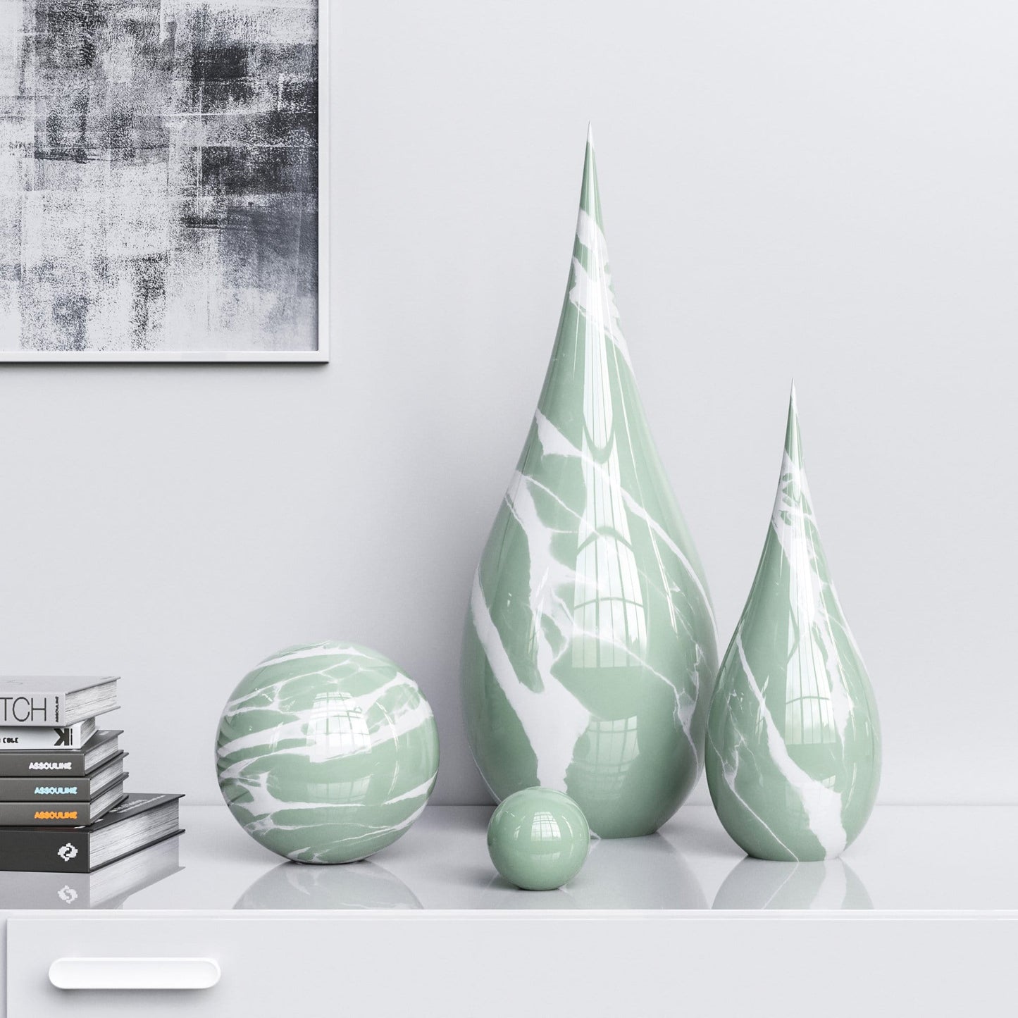 Ceramic Drop & Sphere Set -Color Marbles - Synchrony Art INC