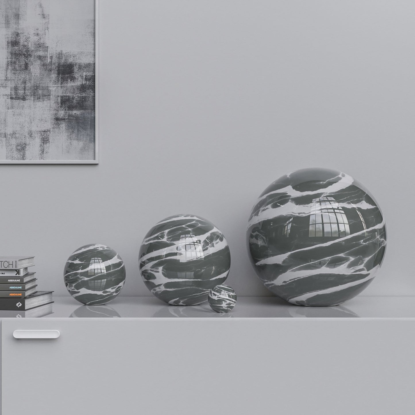 Ceramic Sphere Four Pieces Set - Color Marbles - Synchrony Art INC
