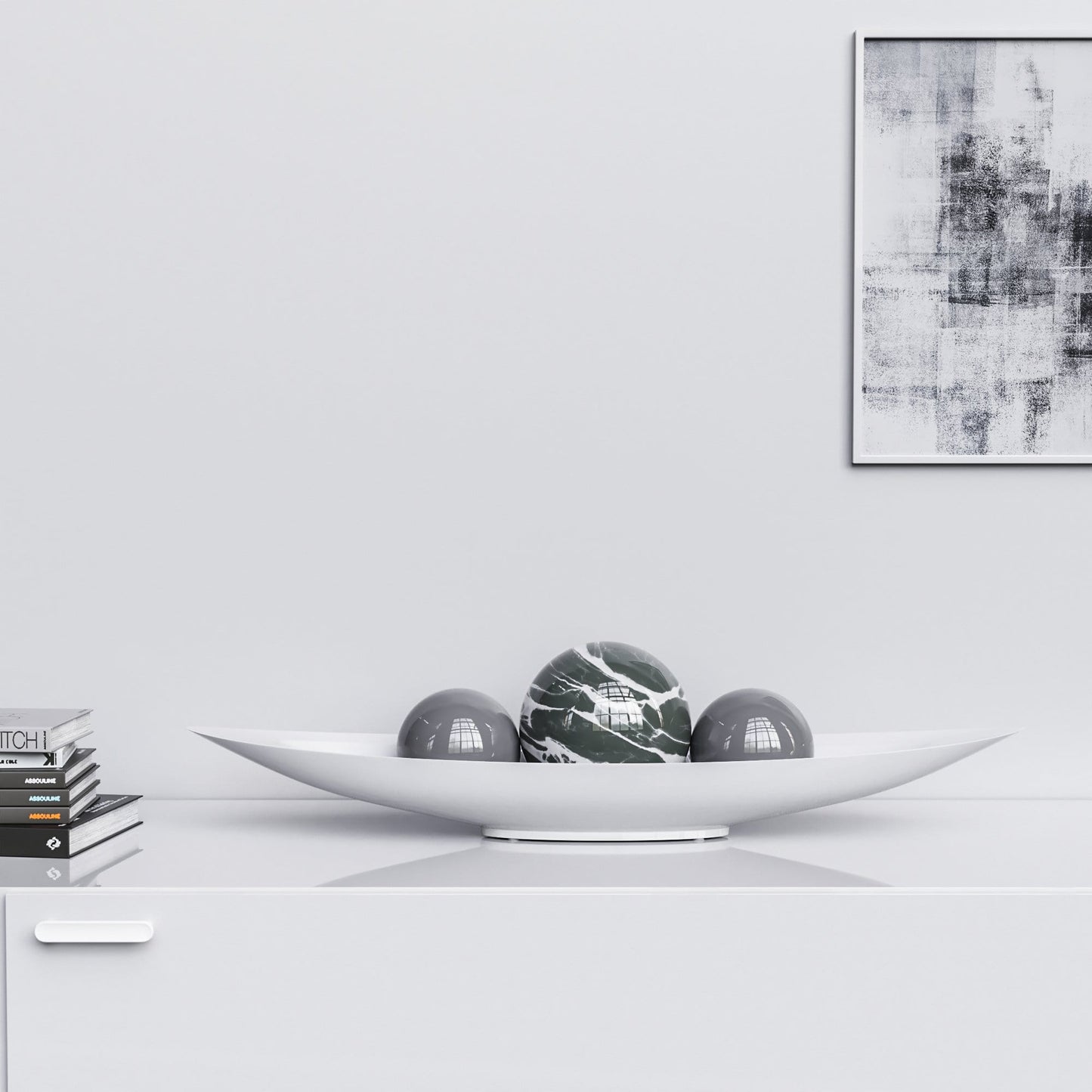Ceramic Canoe & Three Balls Set - Color Marbles - Synchrony Art INC