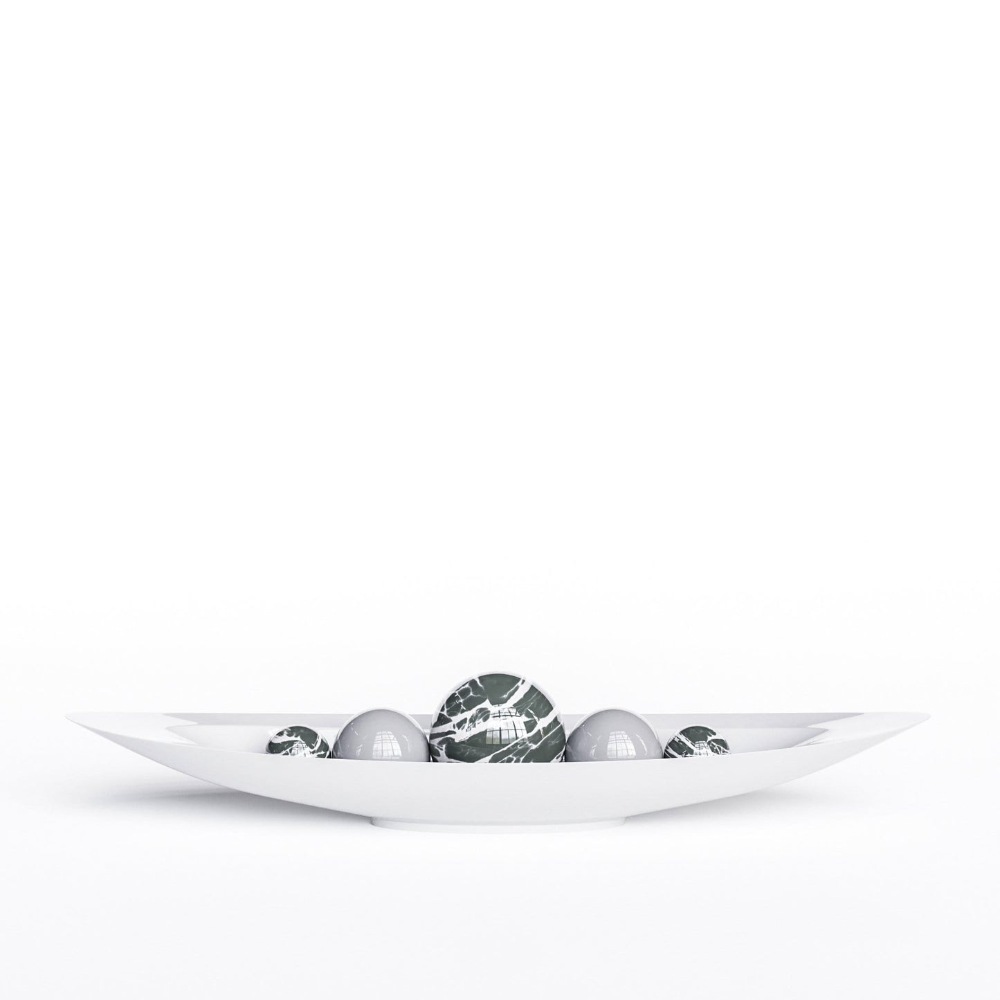 Ceramic Canoe & Five Balls Set - Color Marbles - Synchrony Art INC