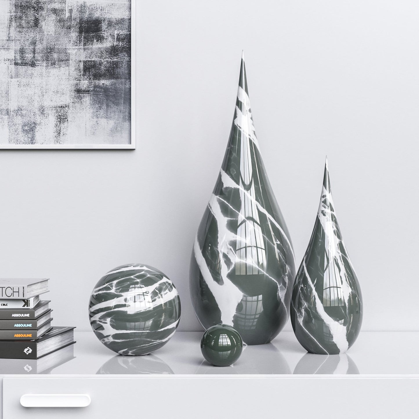 Ceramic Drop & Sphere Set -Color Marbles - Synchrony Art INC