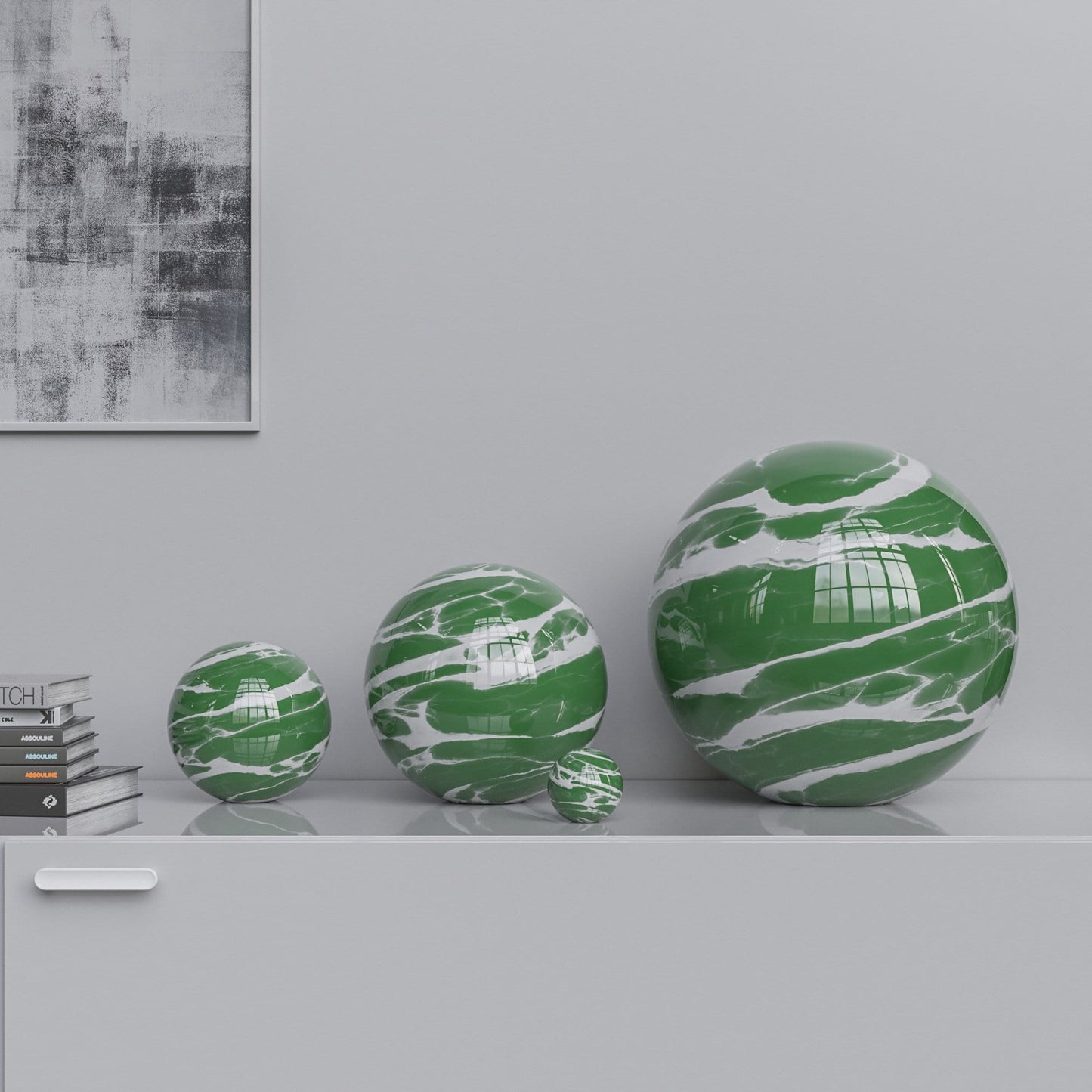 Ceramic Sphere Four Pieces Set - Color Marbles - Synchrony Art INC