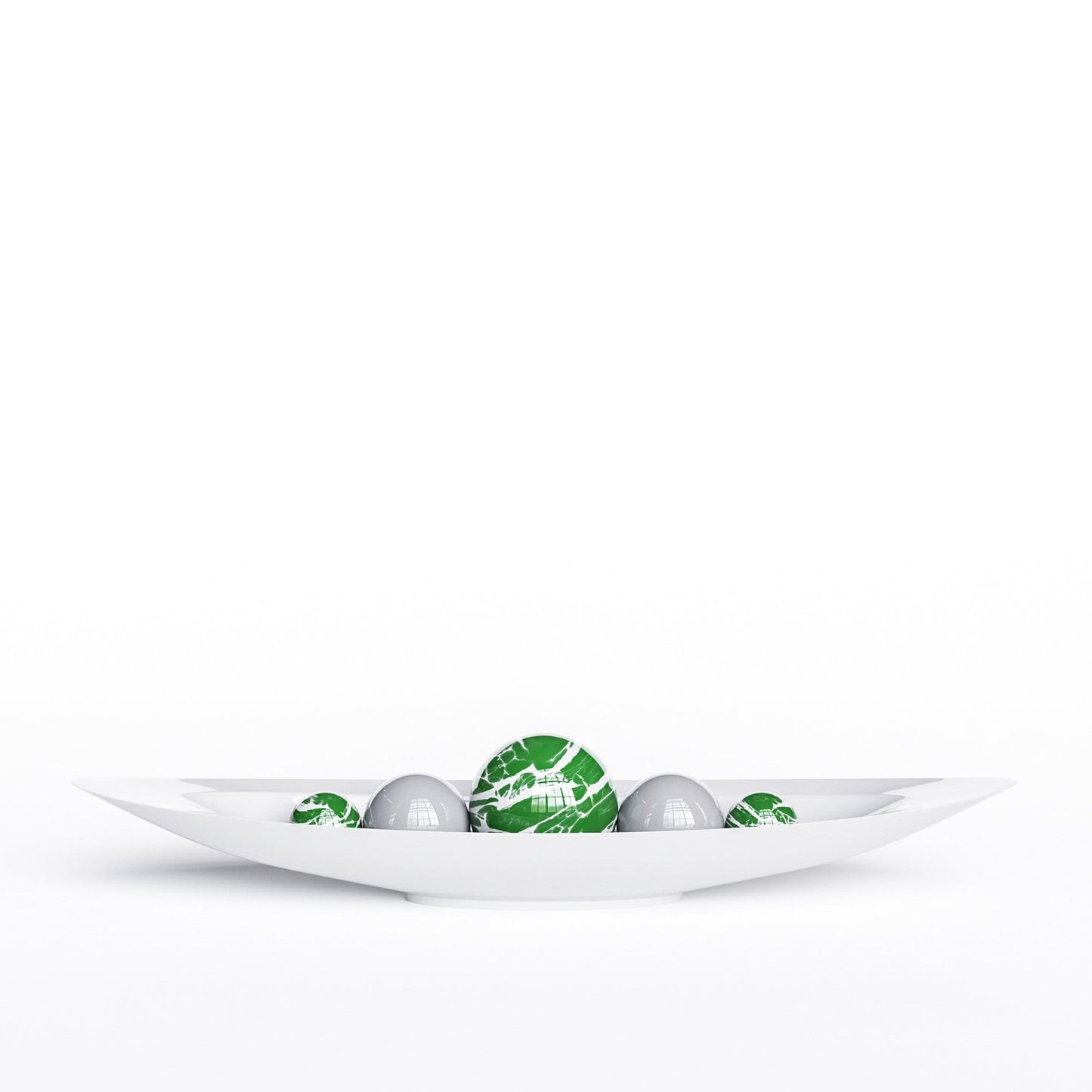 Ceramic Canoe & Five Balls Set - Color Marbles - Synchrony Art INC