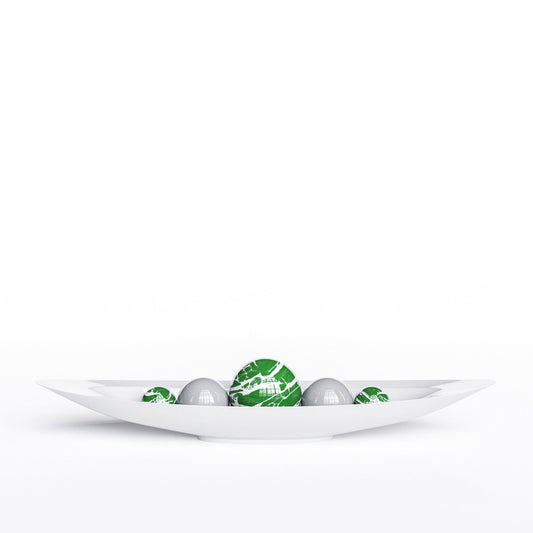 Ceramic Canoe & Five Balls Set - Color Marbles - Synchrony Art INC