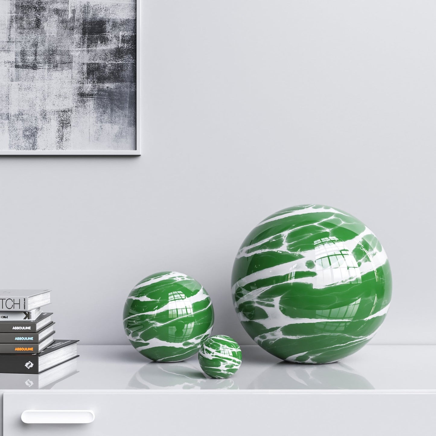 Ceramic Spheres - Three Pieces Set - Color Marbles - Synchrony Art INC