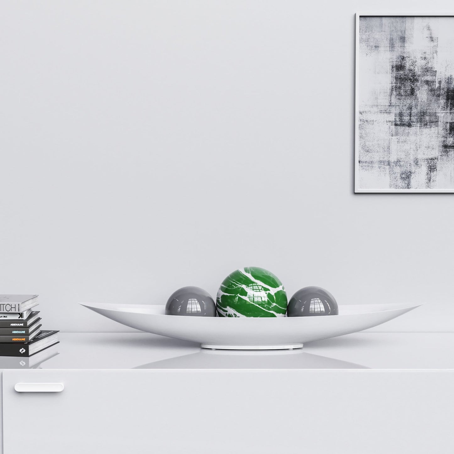 Ceramic Canoe & Three Balls Set - Color Marbles - Synchrony Art INC