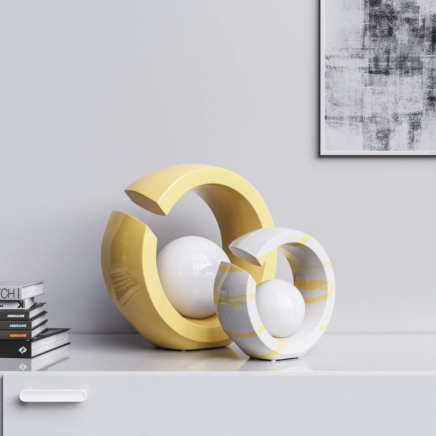 Ceramic Rings & Ball Set - Plain & Marbles - Synchrony Art INC