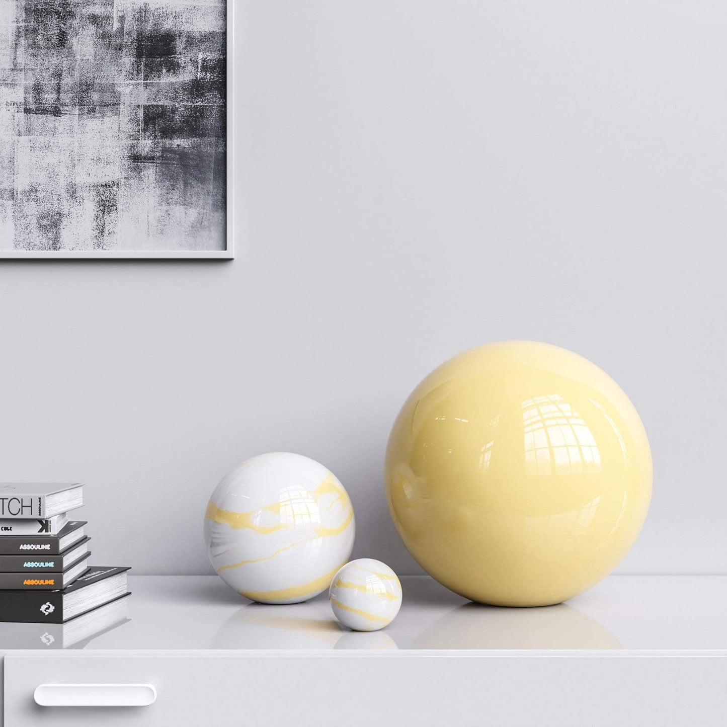 Ceramic Spheres - Three Pieces Set - Marbles & Colors - Synchrony Art INC