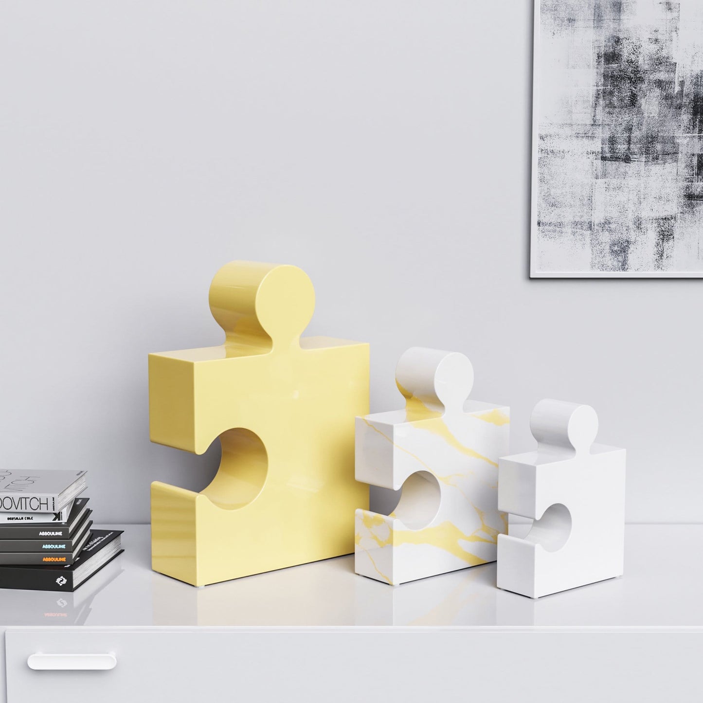 Ceramic Three Puzzles Set (Enhanced) - Plain & Marble Colors - Synchrony Art INC