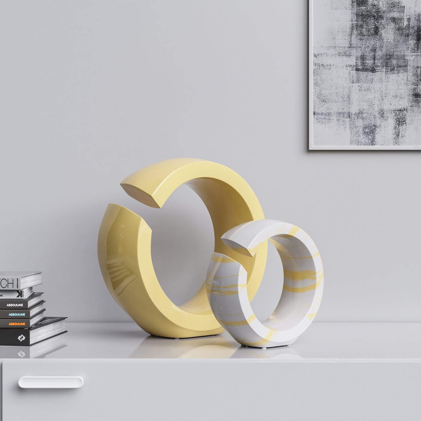 Ceramic Ring Set - Plain & Marbles - Synchrony Art INC
