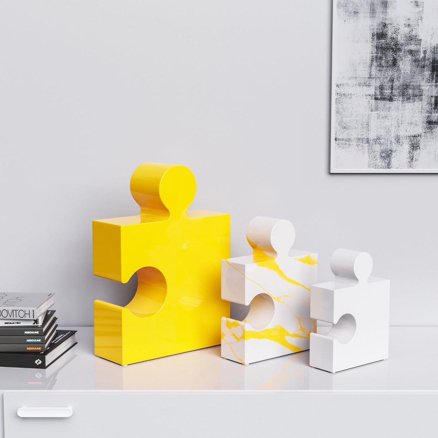 Ceramic Three Puzzles Set (Enhanced) - Plain & Marble Colors - Synchrony Art INC