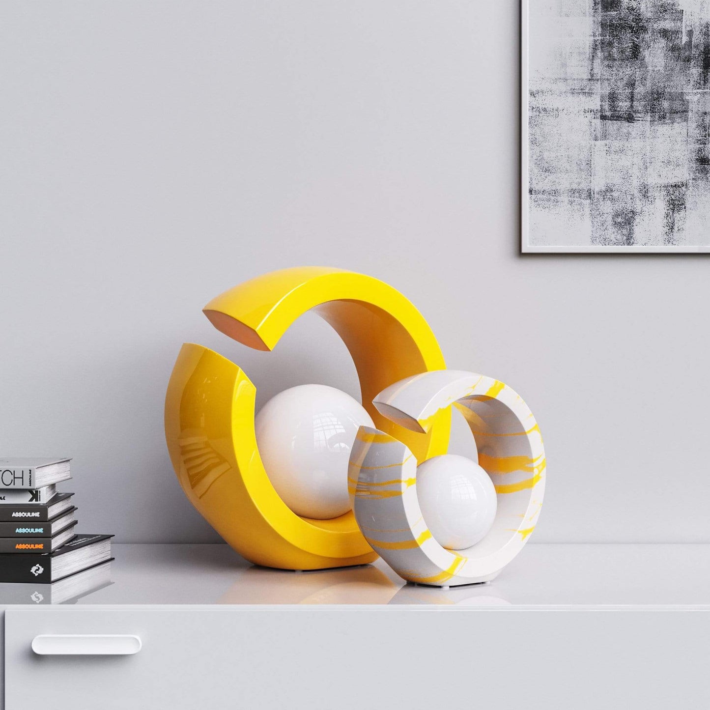 Ceramic Rings & Ball Set - Plain & Marbles - Synchrony Art INC