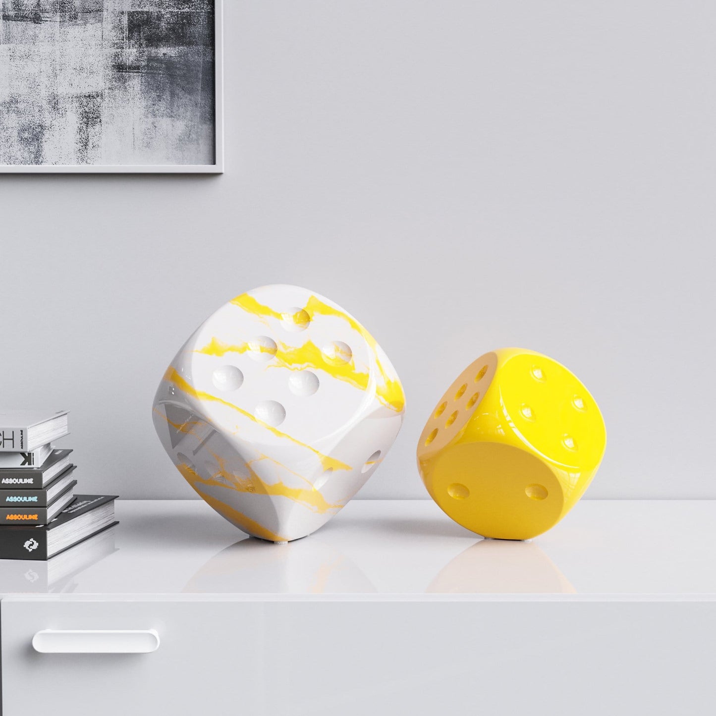 Ceramic Vertical Dice Set - Plain & Marble Colors - Synchrony Art INC