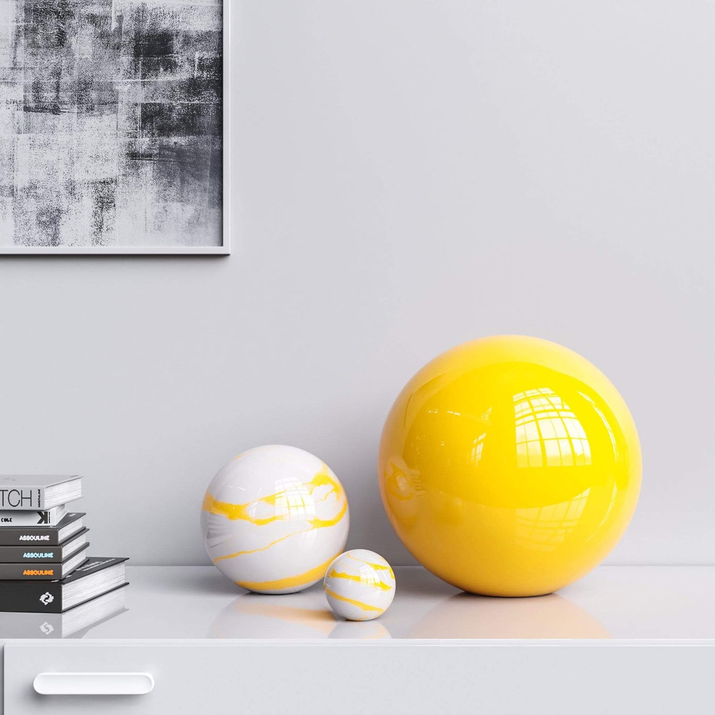 Ceramic Spheres - Three Pieces Set - Marbles & Colors - Synchrony Art INC