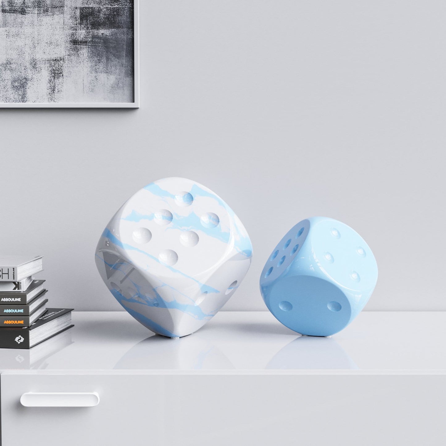 Ceramic Vertical Dice Set - Plain & Marble Colors - Synchrony Art INC