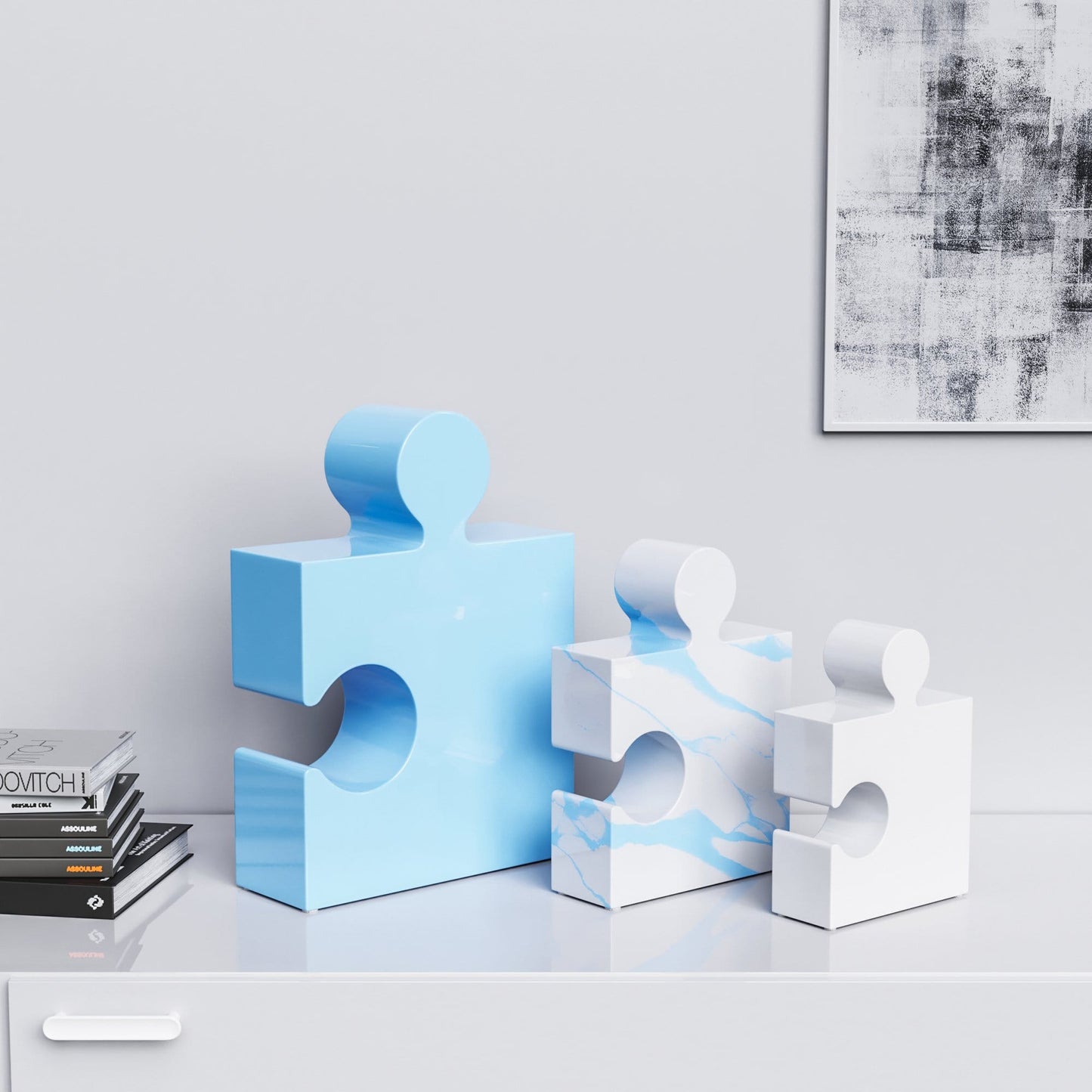 Ceramic Three Puzzles Set (Enhanced) - Plain & Marble Colors - Synchrony Art INC