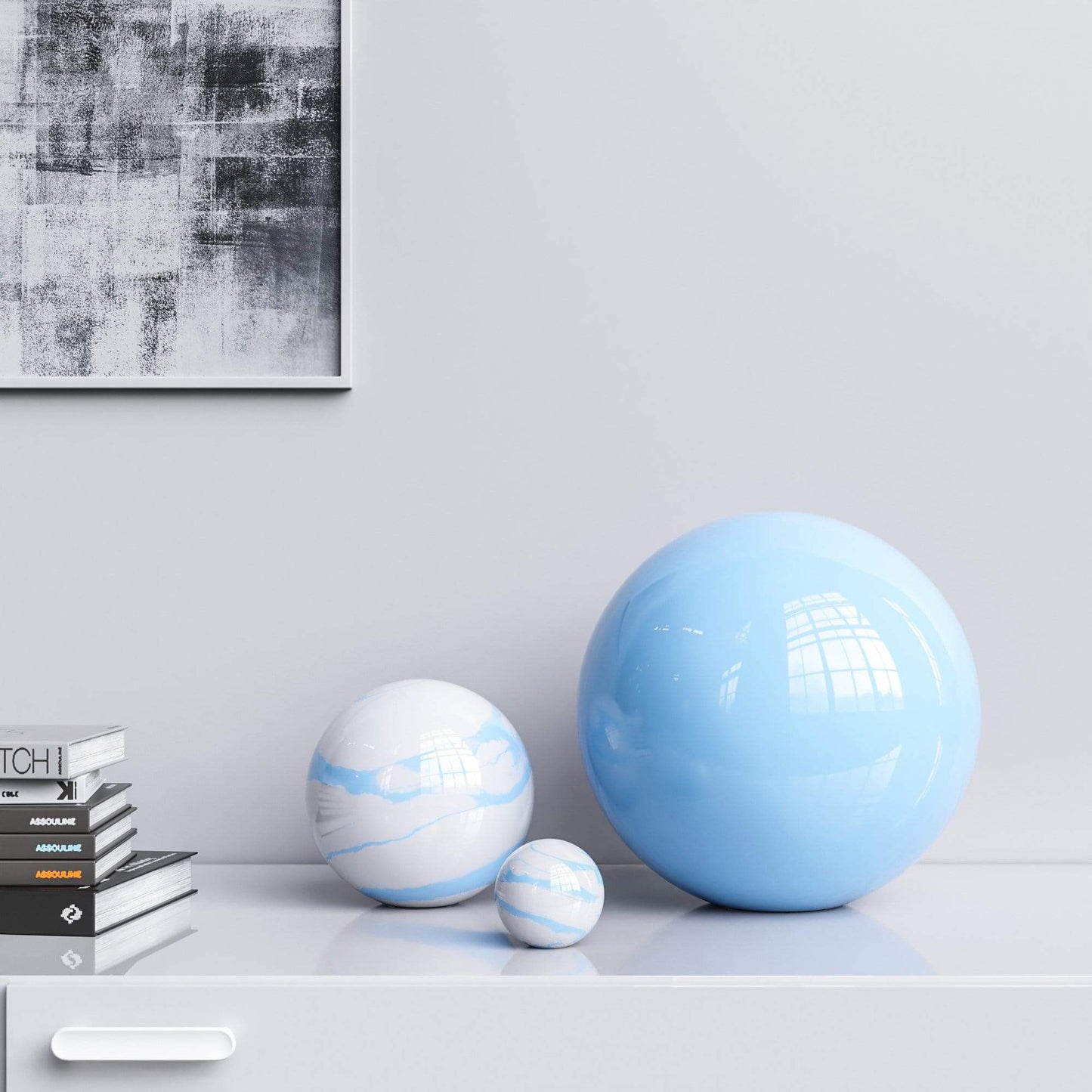 Ceramic Spheres - Three Pieces Set - Marbles & Colors - Synchrony Art INC