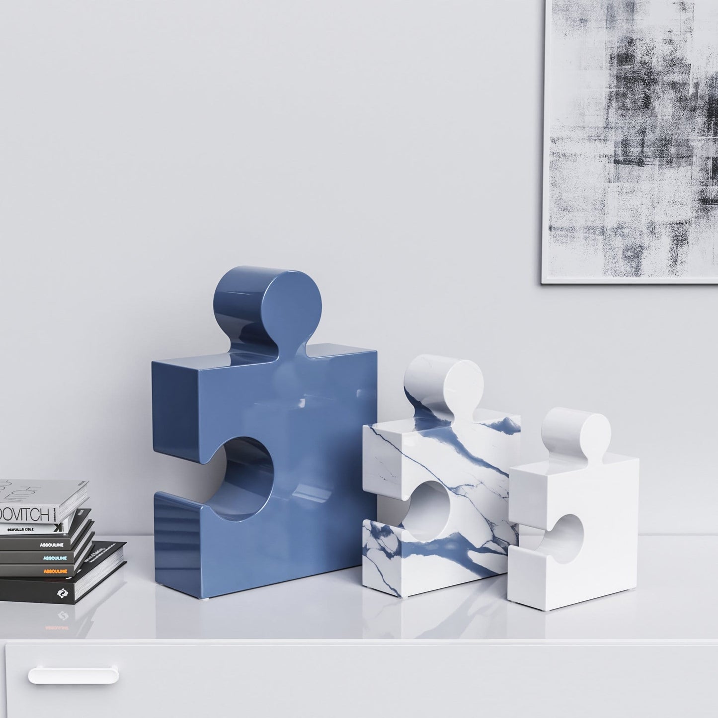 Ceramic Three Puzzles Set (Enhanced) - Plain & Marble Colors - Synchrony Art INC
