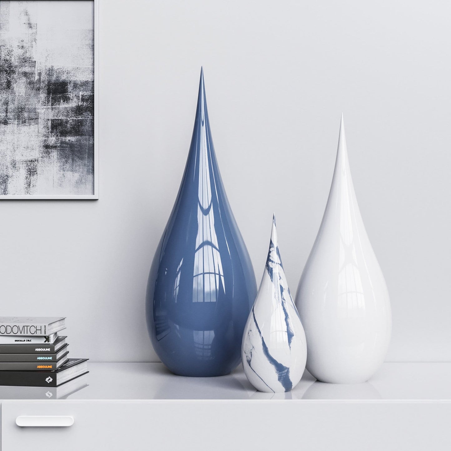 Ceramic Drop Three Pieces Set - Plain & Marble - Synchrony Art INC