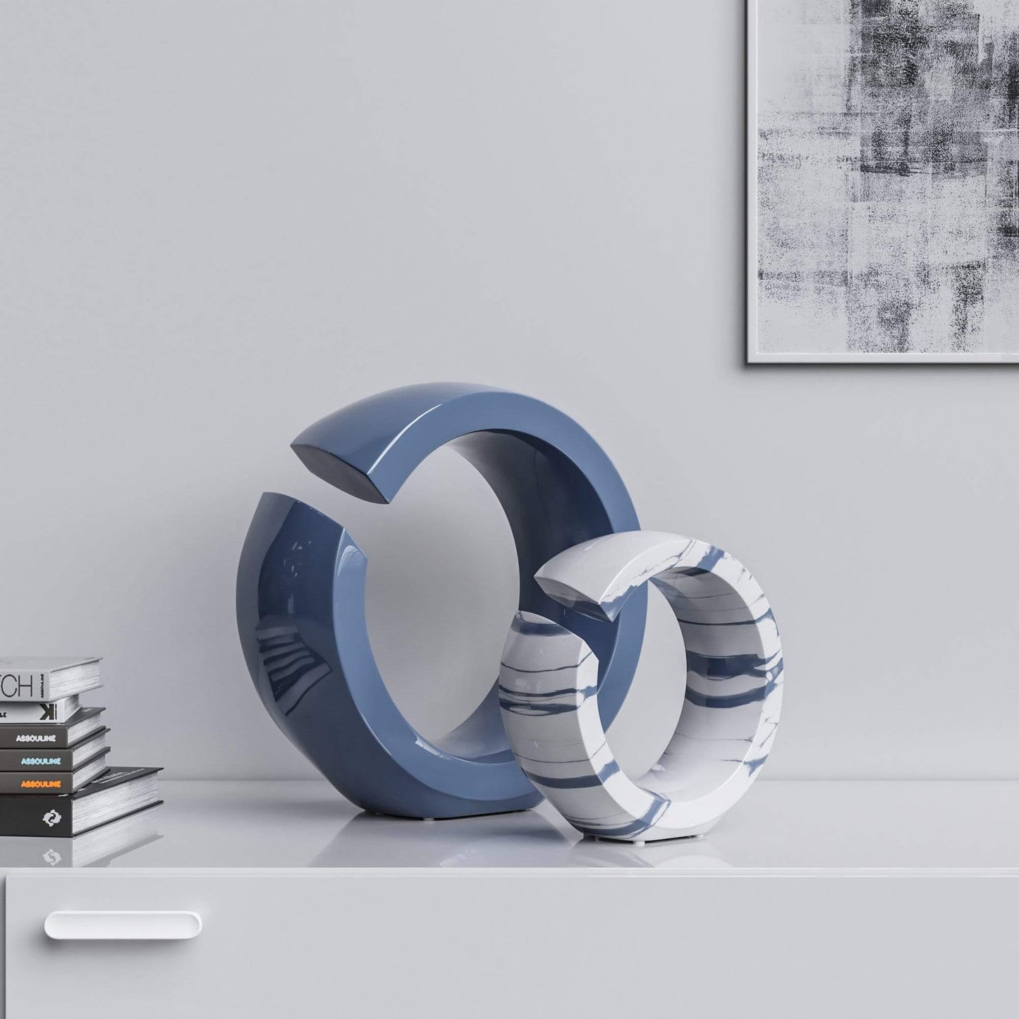Ceramic Ring Set - Plain & Marbles - Synchrony Art INC