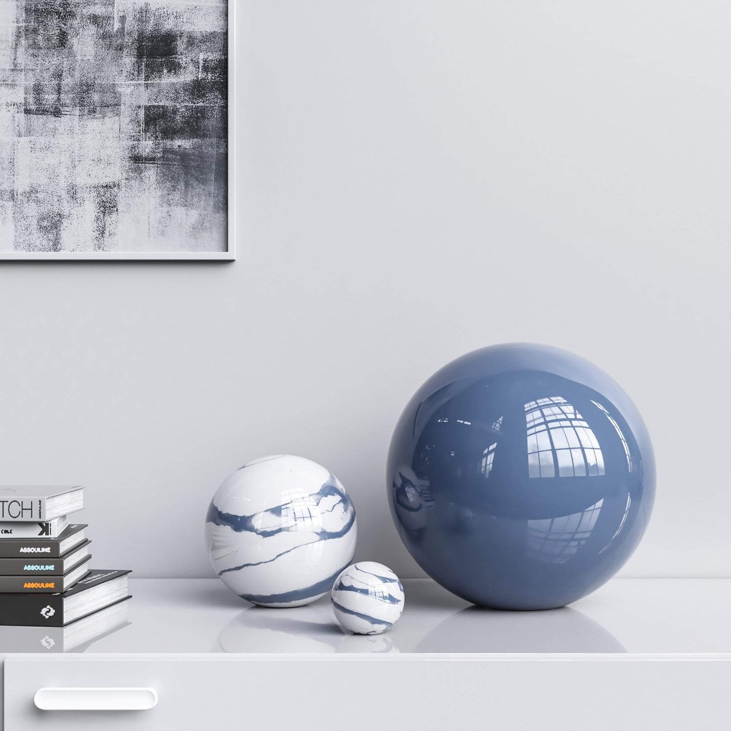Ceramic Spheres - Three Pieces Set - Marbles & Colors - Synchrony Art INC
