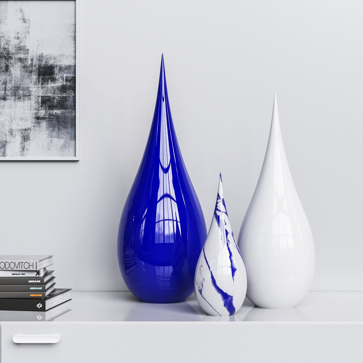 Ceramic Drop Three Pieces Set - Plain & Marble - Synchrony Art INC